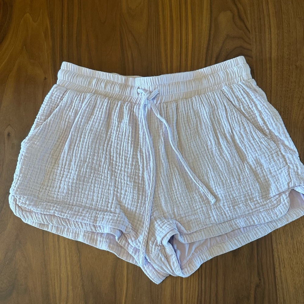 Vici Lavender Cotton High Waist Shorts with Elastic Waistband